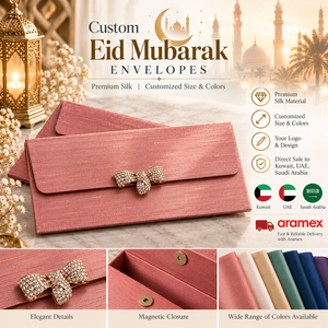 Sobres de Lujo para Dinero de Eid Mubarak, Sobres de Regalo de Seda Personalizados con Broche de Diamantes de Imitación y Cierre Magnético, Venta al por Mayor - Product Image 2