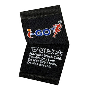 Étiquettes de style personnalisées de qualité supérieure en tissu damassé tissé, découpées au laser, cousues, lavables, pliées au centre, pour vêtements et sacs, avec possibilité d'ajouter un logo - Product Image 1