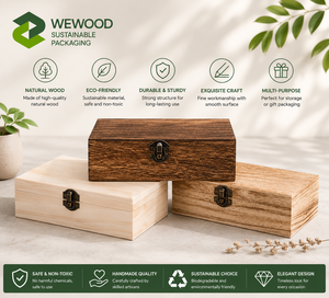 WEWOOD Custom Luxury Wooden Perfume Gift <b>Box</b> with Metal <b>Lock</b> | Eco-Friendly Solid Wood Packaging for Premium Brands - Product Image 2