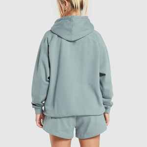 Wholesale Solid <b>Colour</b> Light Wight Quick Dry New Design Comfortable Women Summer Wear Hoodie And Shorts <b>Set</b> - Product Image 5