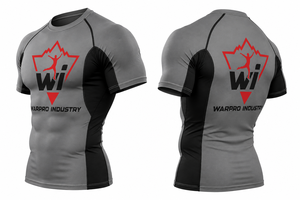 Warpro Industry Men's Short Sleeve Rash Guard Compression Shirt Quick Dry Printed Sport <b>Top</b> Gray Black - Product Image 3
