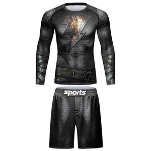 Conjuntos de 2 Piezas para Hombre, Diseño Personalizado sin Costuras, Camiseta Deportiva y Pantalones Cortos de Compresión - Product Image 5