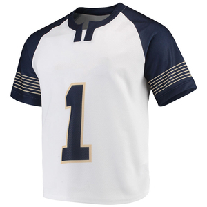 Maillot de lacrosse blanc et marine à manches courtes, en maille polyester sublimée, anti-humidité, col baseball, vente chaude, fabricant OEM - Product Image 1