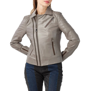 Chaqueta de cuero para mujer de primera calidad en diferentes colores con diseño de logotipo personalizado, ropa única para mujer en venta. - Product Image 5