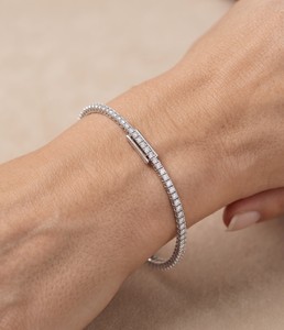 Classic 925 Sterling <b>Silver</b> Tennis <b>Bracelet</b> Women VVS Cut Moissanite Rhodium Plated Fine Jewelry Gift OEM ODM Indian - Product Image 1