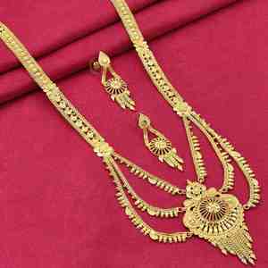 Juego de Collares Rani Haar de Oro Micro de 14K, 18K, 24K al por Mayor, Diseño Floral, Conjunto de Joyería Nupcial para Boda, Conjunto de Joyería de Latón Dorado de Moda - Product Image 1