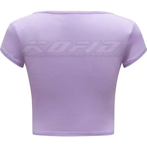 Camiseta Corta Premium para Mujer, de Algodón, Corte Ajustado, Manga Corta, Verano, Informal, para Gimnasio, Ejercicio, Transpirable, Suave y Elegante - Product Image 3