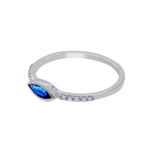 Bague en argent sterling 925 massif avec saphir bleu marquise naturel et accent de diamant serti clos, style East West, collection Memoria Jewels, vente en gros - Product Image 2