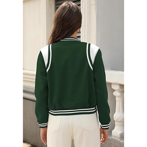 Chaqueta Varsity Personalizada para Mujer, Chaqueta Bomber Corta, Proveedor de Ropa Urbana Premium, Venta al Por Mayor en EE. UU. - Product Image 3