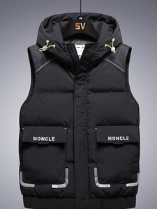 Gilet d'hiver pour homme Bearfit, 100% coton, matière extérieure vert foncé, fourrure coupe-vent, écologique, style vintage, fermeture éclair sur le devant, vêtement d'extérieur - Product Image 3