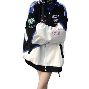 Deeptown Streetwear Racinng Veste Hommes Surdimensionné Broderie Mode Coréenne Hip Hop Couple Toile - Product Image 1