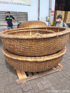 Coracle en bambou avec banc et pagaies inclus, Coracle rond en bambou du Vietnam pour l'exposition artisanale - Product Image 2