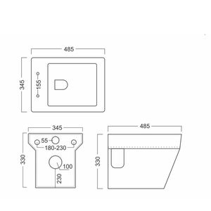 WC mural élégant et moderne de forme Lenova, 480x345x330mm, en céramique, pour salle de bain commerciale. - Product Image 4