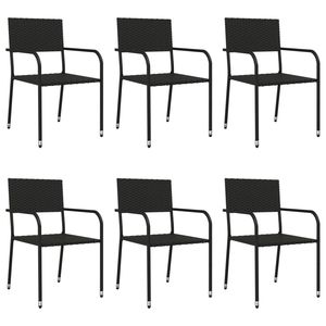 Set da pranzo da giardino elegante Set da 7 pezzi in Rattan nero e acciaio - Product Image 3