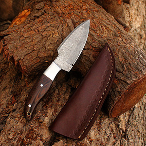 Couteau de chasse à lame fixe en acier Damas forgé à la main, manche en bois de Wengé, vente en gros, OEM, couteau à dépecer personnalisé, fabricant - Product Image 6