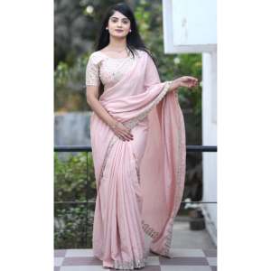 Chal de Diseñador con Bordado de Hilo y Trabajo con Espejos Reales para Saree - Product Image 4