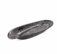 Vaisselle de restaurant incassable de qualité supérieure, assiette de service en mélamine noire irrégulière réutilisable de 12 pouces au meilleur prix