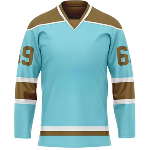 Venta al por Mayor de Camisetas de Hockey sobre Hielo Personalizables con Nombre de Equipo, Transpirables, 100% Poliéster, Equipo de Protección Deportiva para Hockey - Product Image 5