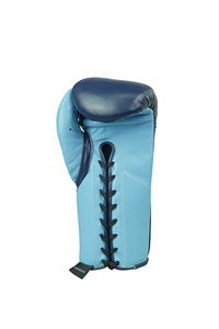 Guantes de Boxeo Personalizados Azules No Boxing No Life Pro de Cuero Genuino MMA con Cierre de Cordones Ligeros - Product Image 4