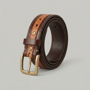 Cinturón de Cuero Genuino de Moda al por Mayor, Cinturón de Piel de Oveja Premium para Hombre con Hebilla de Pin, Cinturón de Cuero OEM de Moda para Hombre - Product Image 1