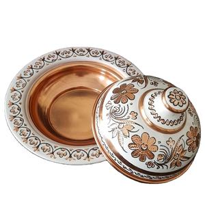 Pot à sucre en cuivre blanc d'inspiration vintage avec couvercle, élégant bol à bonbons sur piédestal floral, rangement pour la maison et la cuisine, cadeaux de mariage - Product Image 3