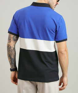 Chemise Homme Tricotée 100% Coton à Col Revers Color Block Manches Courtes, Vente Chaude, Personnalisation OEM, Logo et Marque sur Mesure, Vente en Gros - Product Image 2