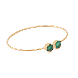 Green Onyx Gemstone <b>Bracelet</b> <b>Adjustable</b> <b>Gold</b> Plated Cuff Jewelry Gift For Women Unique Handmade Jewelry - Product Image 2