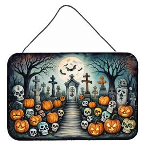 Calaveras Sugar Skulls Halloween colgante de pared Multicolor aluminio Metal signo para cocina Bar baño decoración del hogar 8HX12W - Product Image 1