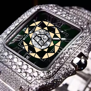 Unique Lab Diamond <b>Watch</b> Square <b>Case</b> Stainless Steel Band Analog Quartz Movement Roman Numeral Dial Water Resistant <b>Watch</b> - Product Image 4