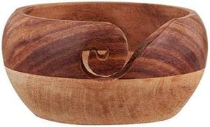 Handcrafted Wooden Yarn Bowl Sewing Accessory Knitting Crochet Holder Swirl Cutout Chunky Yarn Storage Organizer Colorful - Product Image 2