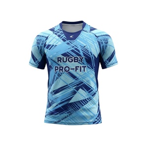 ผู้ผลิตเสื้อรักบี้แบบซับลิเมชั่น 240 กรัม สำหรับชุดกีฬาแบบสั่งทำระดับมืออาชีพ พร้อมดีไซน์คอเสื้อใหม่ ผลิตจากผ้าสแปนเด็กซ์และโพลีเอสเตอร์ - Product Image 2