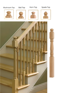 Rubber Wood Newel Post with Ball Top Customized Staircase Parts for Stair Bacony with 1 Year Warranty from EFS Viet Nam - Product Image 3