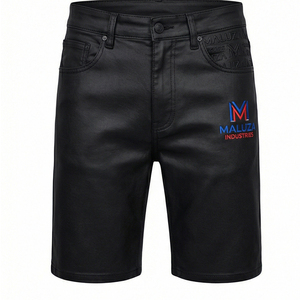 Mens <b>Black</b> Urban Leather Cargo Hip Hop Street Fashion Premium Design Maluza Industries Shorts - Product Image 1