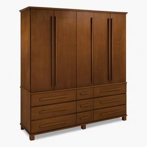 Armario Moderno de Madera de Teca Sólida, Armario de Dormitorio de 4 Puertas con 9 Cajones, Muebles de Almacenamiento de Lujo, Fabricante de Indonesia - Product Image 1