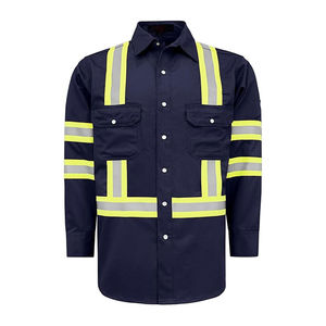 Chemises à boutons haute visibilité style réfléchissant en tissu satiné de coton, sur mesure pour vêtements de travail professionnels, douces et respirantes - Product Image 1