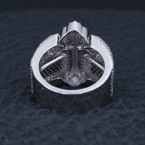 Iced Out <b>Cross</b> Moissanite <b>Ring</b> 925 Sterling <b>Silver</b> Rhodium Plated Pave Set Hip Hop Statement Band - Product Image 3
