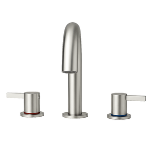 Robinet de lavabo 8 pouces en nickel brossé, à 2 poignées, 3 trous, avec bec orientable à 360 degrés et siphon escamotable - Product Image 2