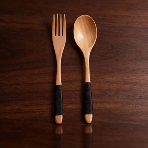 Bamboo Wooden <b>Cutlery</b> <b>Set</b> Eco Friendly Lightweight Fork Spoon Knife <b>Set</b> Perfect for <b>Travel</b> Picnic Outdoor Dining Use From India - Product Image 4