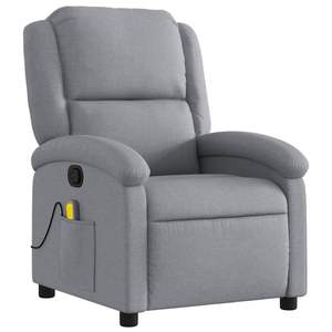 Fauteuil inclinable gris clair 100% polyester avec fonction massage en contreplaqué métallique - Product Image 3