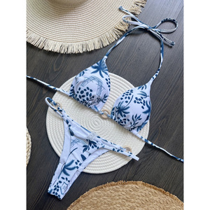 Conjunto de bikini Tie-Dye para mujer, traje de baño de dos piezas, top acolchado con efecto push-up, lazo lateral ajustable, parte inferior de cintura alta, verano - Product Image 1