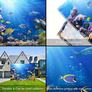 Fondo de escena subacuática oceánica, decoración de fotografía para fiestas de poliéster de 120x96 pulgadas - Product Image 2