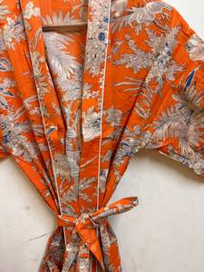 Peignoir Kimono de Luxe Unisexe en Coton Floral avec Col en V et Cordon de Serrage, Respirant, Léger et Imprimé pour Femme, Idéal Spa - Product Image 6