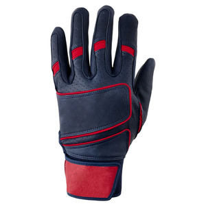 Guantes de Bateo de Béisbol para Hombre, de Cuero, Transpirables, Antideslizantes, con Muñequera Ajustable, Color Azul Marino y Rojo, para Entrenamiento Deportivo, Suministro OEM - Product Image 2