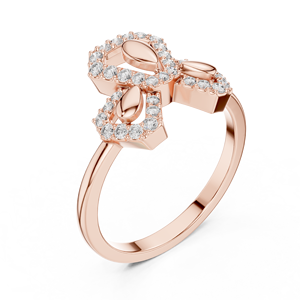 Bague élégante en or rose inspirée des fleurs et des nœuds, avec des accents en cristal pavé, pour femmes, bijoux de mode, cadeau d'anniversaire de mariage - Product Image 4
