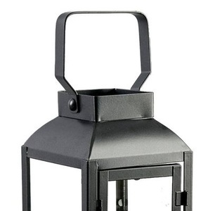 Vente en gros d'usine de lanternes rustiques en métal et verre avec finition noir mat, style moderne, lanternes à bougies pour l'extérieur et la maison - Product Image 2