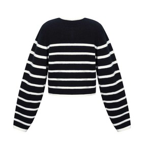 Cardigan en tricot de coton respirant à col rond pour homme, style universitaire rétro, boutonné, rayé, pour le printemps et l'automne - Product Image 6