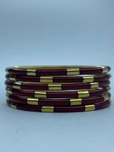 Women’s Stackable Bangle <b>Bracelets</b> Set – <b>Red</b> Enamel & Gold Tone Resin Bangles – Trendy Lightweight Fashion Jewelry for Daily Wea - Product Image 1