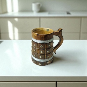100% Tự Nhiên Bia Cốc Làm Bằng Gỗ Với Tay Cầm Bằng Gỗ Tankard Bia Bằng Gỗ Cốc Hot Bán Cốc Cho Nhà Khách Sạn Và Nhà Hàng - Product Image 4