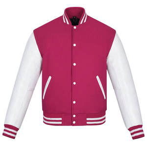 Nouvelle veste universitaire tendance en cuir et laine, coupe-vent, respirante, col rond, 100 % laine, vente en gros OEM, prix abordable, anti-rétrécissement - Product Image 2
