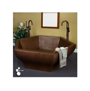 Luxury Elegant Triangle Double Wall Hammered Copper Antique Freestanding Bathtub Customizable Durable Sculpted Soaking Tub - Product Image 2